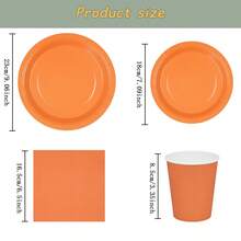 Bộ đồ dùng ăn uống dùng một lần màu cam Zhengyu, đĩa tiệc 7/9 inch, đĩa giấy, cốc, khăn ăn dùng một lần, thích hợp cho các dịp lễ, đám cưới, lễ đính hôn, sinh nhật, tiệc tùng, lễ kỷ niệm, đồ dùng cho tiệc cưới. - Nhiều màu - Xem 2