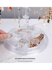 1 pieza Soporte de exhibición giratorio de doble capa ajustable para llaveros, estante de almacenamiento de escritorio multifuncional de plástico, adecuado para llaveros, insignias, joyas, collares, pulseras, colgantes - Soporte de exhibición multifuncional para coleccionables y trofeos - Multicolor - Ver 5