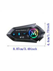 1个无线摩托车头盔耳机，带FM收音机、RGB氛围灯、高清音频、无线5.4、双手机连接、长续航、Type-C充电、自动接听、语音助手功能 - Y12 - 查看 9