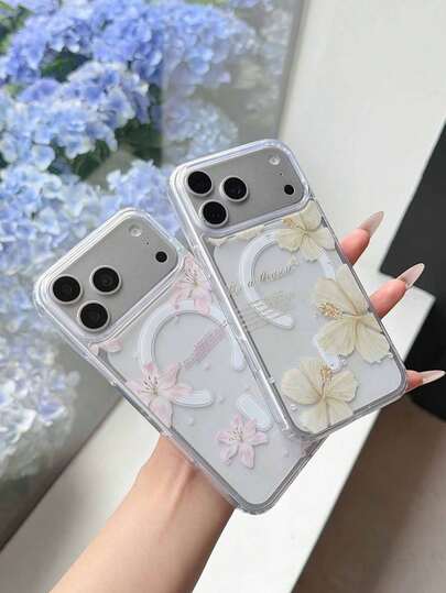 Bộ 2 ốp lưng bảo vệ sạc không dây từ tính hình hoa ly, trong suốt chống rơi vỡ, chất liệu mềm + cứng, thích hợp làm quà tặng ngày lễ cho iPhone 15 16 Pro/Pro Max/14 15 16 Plus/17/17 Pro/17 Pro Max, unisex, chống bám vân tay và chống trầy xước, bề mặt trong suốt bóng.