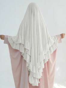 1 chiếc khăn trùm đầu ba lớp thanh lịch, ngọt ngào dành cho nữ, chất liệu chiffon nhẹ và thoáng khí, thích hợp cho việc cầu nguyện hoặc dùng trong đạo Hồi. - Nhiều màu - Xem 15