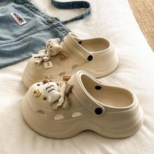 Women's Summer Versatile EVA Thick-Sole Slip-On Sandals, Casual Minimalist Beach Slippers - Khaki - View 3