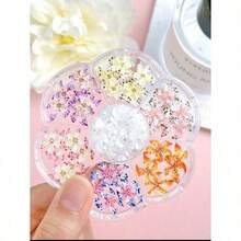 1 Box Y2K Leopard Print Colorful Flower Nail Art Decorations, 3D Polka Dot Flowers, ABS Faux Pearl, Suitable For Valentine's Day Party Nail Art Decor, DIY Nail Supplies, Nail Gems Nails - 彩色 - 查看 5