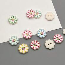 10/20/30/42 Pcs 1.5cm Fresh Candy Color 8-Petal Plum Blossom Printed Colorful Resin Plastic Buttons, Suitable For Children's Clothing Accessories, Knitwear Jacket Hand-Sewn Decorative Buttons, Valentine's Day Gift DIY Materials, DIY Clothing And Crafts, Art Supplies, Sewing Accessories - Colorful Eight-petaled Flower - View 8