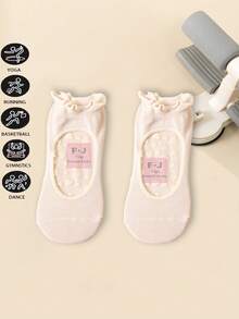 1/2 Paar Damen Profi Pilates Yoga Socken, rückenfreies Spitzendesign, bequem atmungsaktiv, herzförmige Silikon rutschfeste Socken, professioneller Sportgriff, geeignet für Ballett, Tanz, Yoga, Pilates, Fitness, Geschenke, Büro Casual Wear, Mehrfarbige Optionen (Pink, Beige), Ganzjährig vielseitig einsetzbar - Verschiedenfarbig - Übersicht 10