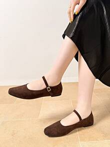 2023 Spring/Autumn New Square Toe Mary Jane Shoes, French Style, Non-Slip Soft Bottom Casual Shoes For Women - Brown - View 6