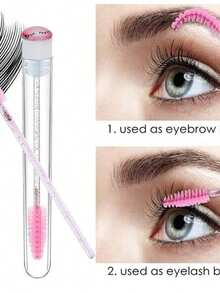 Bộ 10 cọ chuốt mi màu hồng lấp lánh, có nắp đậy chống bụi, có thể tái sử dụng, cọ chuốt mascara lấp lánh, hộp đựng trong suốt, cũng có thể dùng làm cọ kẻ lông mày, cọ tán phấn mắt, cọ xoắn ốc. - Màu Hồng Tươi - Xem 5