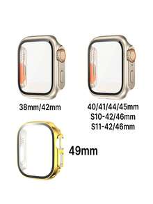 適用於 38mm 40mm 42mm 44mm 45mm 49mm 46mm 41mm 的相容錶帶與保護殼，PC 硬質材料搭配鋼化玻璃螢幕保護殼，相容 S11/S10/S9/S8/S7/S6/S5/S4 Ultra 3/2/1 系列智慧手錶配件，男士復古風腕帶，女士夏季海灘、派對、舞蹈、度假、畢業、返校配件 - 棕色 - 查看 9
