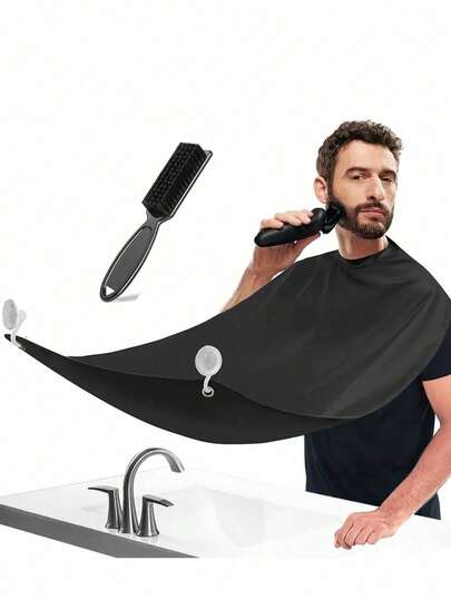 1 Set Professional Salon & Home Use Apron, Beauty, Hairdressing Accessories Tools, White Beard Bib Apron, Shaving Cape, Razor, Shaving Brush, Beard Trimmer, Suitable For Christmas, New Year, Valentine's Day Gifts, Large Size