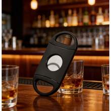 10 piezas Cortador de puros minimalista de acero inoxidable de doble cara, accesorio perfecto para cortar puros - negro - Ver 5