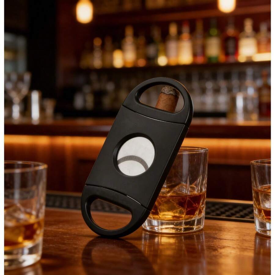 10件套极简主义不锈钢双面雪茄剪，完美的雪茄剪配件 - 黑色 - 查看 1