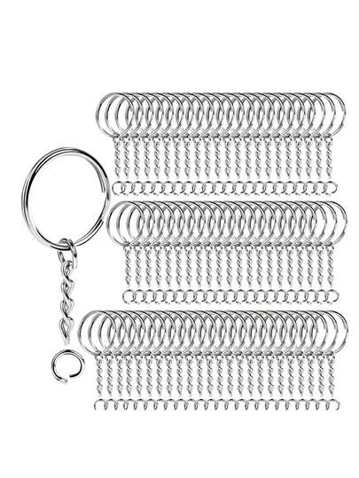 Llavero, Juego de llaveros, Accesorios hechos a mano, Adecuado para manualidades, Llavero de pompón, Colgante - Cadena duradera hecha de aleación de hierro/níquel, con anillo pulido y pieza de extensión, diseñado como regalo para pequeños negocios e individuos creativos (se puede usar con cuentas, colgantes, insignias) - Uso permanente, resistente a la oxidación y la corrosión.