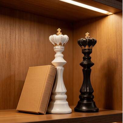 1 Tượng trang trí hình vua cờ vua độc đáo, vật trang trí vương miện cho quân cờ, thích hợp để trang trí kệ, bàn làm việc, lò sưởi, phòng khách, phòng ngủ, văn phòng, phòng chơi game, phong cách trang trí nghệ thuật cổ điển sang trọng hiện đại Bohemian, phụ kiện bàn làm việc, quà tặng cho người yêu cờ vua, vật trang trí sưu tầm và điểm nhấn nhà cửa.