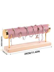1 chiếc, màu Đen/Trắng/Beige/Hồng/Xanh lá cây, 1 tầng/2 tầng/3 tầng, Giá trưng bày trang sức bằng nhung và gỗ tự nhiên, điểm nhấn vàng, Hoàn hảo để sắp xếp vòng tay, lắc tay, đồng hồ và dây chuyền, Sử dụng cho mục đích thương mại và trang trí nhà cửa - Nhiều màu - Xem 20