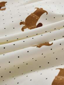 1pc Polka Dot Dachshund Print Pillowcase, Microfiber Bedding, Soft And Comfortable Pillow Cover For Bedroom And Guest Room - Multicolor - View 4