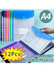 100 hojas sueltas de recambio, 6 separadores de archivos A4 (con clips rápidos), adecuados para archivadores de 2/3/4/11 anillos, etiquetas extraíbles, 6 colores disponibles, adecuados para útiles escolares - A4 - Ver 9