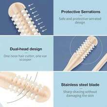 6pcs 2-In-1 Manual Nose Hair Trimmer & Ear Wax Remover Kit - Dual-Action  Hair Grooming Tool With Ear Picker, Portable 360° Rotating Design For Hygiene Care (Stainless /Plastic) - Ideal For Travel & Use For - Xem 6