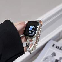 1pc CILOA New Metallic Rhinestone Silk Flower Strap, Niche Luxury Design Watch Band - 42/44/45/46/49 - View 3