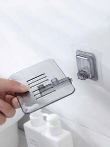 2pcs/1pc Plastic Soap Dish, Waterproof Soap Holder, No Drilling Required Soap Tray, Includes Non-Residue Wall Glue, Suitable For Bathroom And Kitchen, Bathroom Decor - Multicolor - View 5