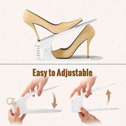 رف أحذية قابل للتعديل ذو طبقتين، منظم أحذية موفر للمساحة، مناسب لأنماط الأحذية المختلفة في الخزانة