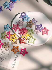 Kit Of 100 Colorful Star Hair Clips Y2K Dopamine Non-Slip Assorted Colors Lightweight Comfortable Daily Use School Parties Summer Beach Creative Looks - 50 件裝 - 查看 3
