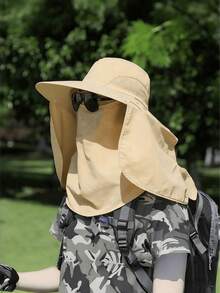 1 chiếc mũ chống nắng mùa hè dành cho nam giới, thích hợp cho câu cá, có 5 kiểu đội, kèm khẩu trang chống tia UV. - mũ xô - Xem 12