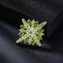 1 Stück vintage olivgrüne Kristall Kreuz Stern Brosche, luxuriöser Nischen grüner Stern Anstecknadel, Dekoration für Anzug, Mantel im Frühling und Sommer - kreuzen - Übersicht 3