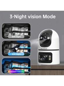 RecorGood 2MP+2MP 双镜头 WiFi 安全摄像头，支持 AI 人体追踪、彩色夜视和双向音频，适用于家庭安全 - 完美礼物 - 白色 - 查看 3