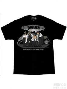 DGA Men'S Black Homies Pachuco Lowrider Chicano Art Graphic T-Shirt By David Gonzales - Vintage Streetwear Design.Jpg - Black - View 2