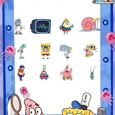 SpongeBob SquarePants 24pcs/48pcs Main Character Series Cake Decorations Flags, Including Squidward, Sandy And Gary. Cute Character Paper Cake Decorations Set, Fruit Cake Flags, Banner Inserts, Dessert Table Decor, Paper Cake Decorations, Suitable For Birthday Decoration, Party Decoration, Birthday Gifts, Ideal Gifts For Friends, Random Styles.