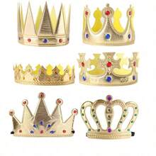 Bộ vương miện đính đá vàng 2/4/6 chiếc, phụ kiện trang trí tiệc sinh nhật cho bé, đạo cụ chụp ảnh cho trẻ em, phụ kiện tiệc sinh nhật lần thứ nhất cho bé. - Nhiều màu - Xem 1