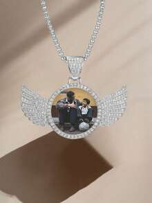 1pc Customized Photo Necklace, Personalized Couple Picture Frame Pendant, Women's Round Memory Pendant Necklace With Rope Chain, Hip-Hop Jewelry For Men Gifts For Mom And Dad, Gifts For Friends, Gifts For Couples, Gifts For Best Friends, School Supplies, For Teacher, For Boys And Girls, For Teenagers, Junior High School Students, Middle School Students, High School Senior High School Students, College Students, University Students, Freshman, Sophomore, Underclassmen,Delicate Romance - Nhiều màu - Xem 15