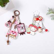 Mặt dây chuyền hoạt hình dễ thương mới hình gấu dâu tây, Cô bé quàng khăn đỏ, quả táo, chú chó, trái tim, mặt dây chuyền hình túi xách cho bé gái, móc khóa nhỏ tinh tế, quà tặng nhỏ - Nhiều màu - Xem 5