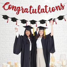 1 Set Graduation Party Decorations, Colorful Flags, Graduation Cap Hanging Garland, Graduation Party Decorative Banner, Suitable For Graduation Ceremony, Graduation Party Photo Backdrop, Graduation Celebration - Graduation Season Flag Raising - View 3