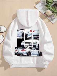 Women'sDrawstring HoodieGraphic Print Hoodie, Drawstring Casual Hooded Sweatshirt For Winter & Fall, Women's ClothingDaily Wear, School, Street Style, Lounge Wear, Outdoor, Fall/Winter EssentialCotton Tee Casual Outings - White - View 1