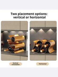 1 pieza Estantería vertical y horizontal moderna ahorradora de espacio de metal para vino - Soporte apilable para botellas de vino con capacidad, hay múltiples opciones de color disponibles, almacenamiento compacto de vino para encimera, bar, mesa de comedor - Ensamblaje adecuado para oficina, uso en restaurante - Multicolor - Ver 6