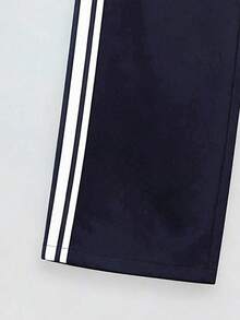 Women's Wide Leg Pants With Drawstring Design, Comfortable Fabric, Suitable For Sports, Outdoor, Casual And Daily Wear - Navy Blue - View 4