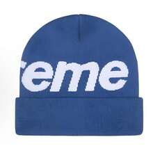 Supreme Intarsia Logo Beanie Hat - Authentic Designer Knitwear | Viral 2026 Unisex Streetwear Winter Accessory | Premium Jacquard Knit Smooth Logo Cap | Iconic Cuffed Beanie Hypebeast Essentials | Luxury Minimalist Knitted Headwear - 藏蓝色 - 查看 2