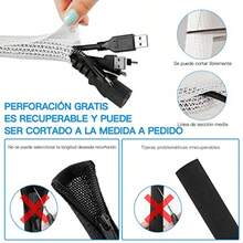 Organizador de Cables Manguitos de Cable Cubre Cables Protector para Cables 10 Piezas Bridas Reutilizables Funda de Cable para protección y Cable Management 5M-13mm Blanco - Blanco 5M13mm - Ver 3