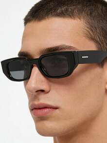 1pc Men's Retro Casual Square Black Frame Fashion Fashion Glasses, Suitable For Daily Wear And Street Photography - Black - View 5