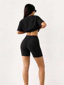 Women Two-Piece Outfits - Negro solido - View 3