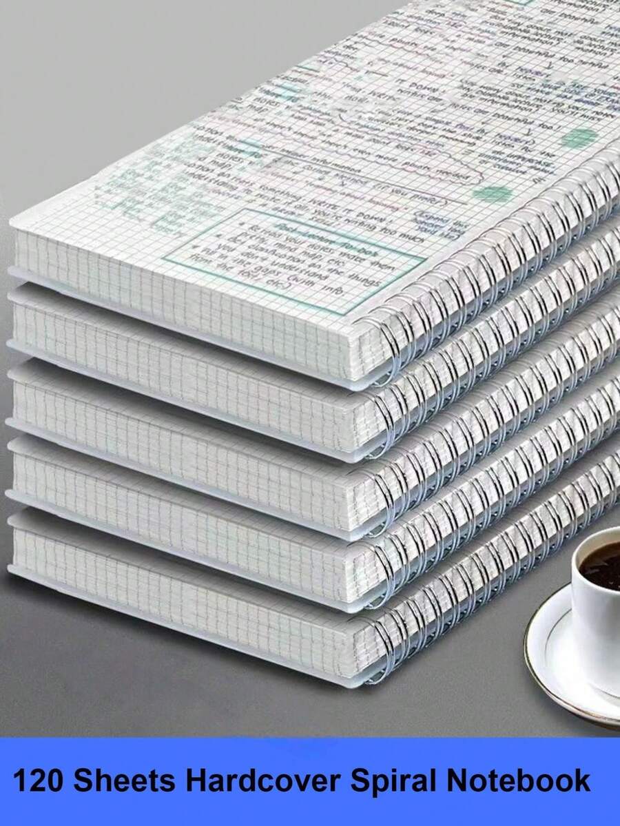 A5/B5/A4 Grid Coil Elastic Band Side-Flip Notebook/Notepad Back To School - White - View 1