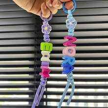 A Handcrafted, Personalized Flower Keychain With Customizable Colored Acrylic Letter Beads. A Perfect Mother's Day Gift Or Back-To-School Gift. - Letter Keychain - View 5