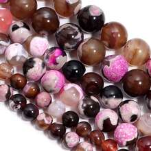 1 String 6/8/10mm Natural Pink Volcanic Stone Healing Energy Round Beads, Suitable For Jewelry Making, DIY Bracelets And Necklaces - Pink Fire Agate - View 3