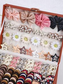 540pcs/Set Jepit Rambut Kupu-kupu Mutiara Beige untuk Anak Perempuan, Ikat Rambut Elastis Tinggi, Tahan Lama, Tidak Merusak, Scrunchie, Jepit Poni, Serbaguna untuk Penggunaan Sehari-hari - MultiWarna - View 2