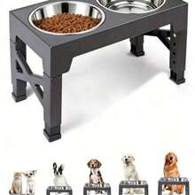 1个可折叠增高狗食盆，4档高度可调，配有2个不锈钢碗，防滑设计，适合中大型犬。 - 1公升 - 查看 2