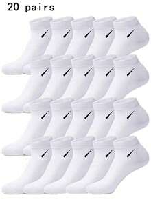 20 Pairs Neutral White Short Socks, Couple Sports Socks, Suitable For All Seasons (1/5/10/20 Pairs) - White - View 5