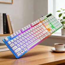 Wired Gaming Keyboard And Mouse Combo, Seven-Color RGB Backlight, Mechanical Feel, Wired Mouse, Suitable For PC Gamers, Laptops, Desktops, Windows - Xem 4
