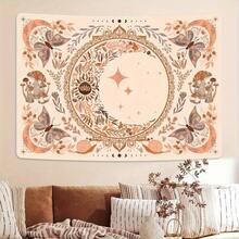 1 Bohemian-Style Art Tapestry - Featuring Floral, Butterfly, And Moon Patterns - Soft Polyester Material, Ideal For Bedroom Wall Decor - 1PC - View 2
