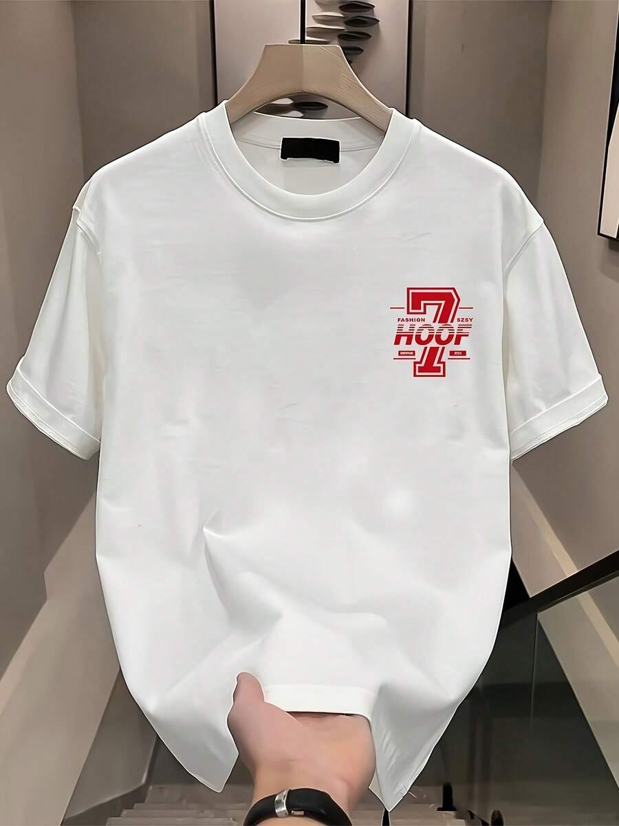 Sommeroberteile für Damen. Herren-T-Shirt mit "7 Fashion Hoof"-Grafik – 100 % Baumwolle, lockere Passform, Rundhalsausschnitt, kurze Ärmel, lässige Streetwear für Cityboys, für alle Jahreszeiten, atmungsaktiv und saugfähig, Freizeit-T-Shirt.| T-Shirt mit kräftiger Grafik| Bequeme Passform, PLUS SIZE, schweißresistentes Baumwoll-T-Shirt - Weiss - Übersicht 1